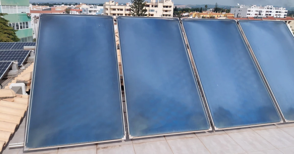 Off-grid solar panel and battery installation on a rural Aljezur property